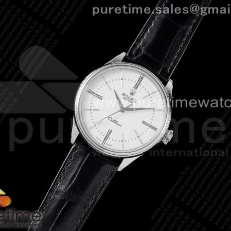 KZ공장 롤렉스 셀리니 스틸 화이트다이얼 듀얼인덱스 가죽스트랩 Cellini SS KZF 1:1 Best Edition White Dial Roman Markers on Black Leather Strap SA3132