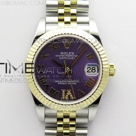 BP 롤렉스 데이저스트 31 옐로우골드콤비 퍼플다이얼 2813 Datejust 31mm 278273 SS/YG BP Best Edition Purple Roman Markers Dial on SS/YG Jubilee Bracelet