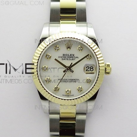 BP 롤렉스 데이저스트 31 옐로우골드콤비 자개다이얼 2813 Datejust 31mm 278273 SS/YG BP Best Edition White MOP Diamonds Markers Dial on SS/YG Oyster Bracelet