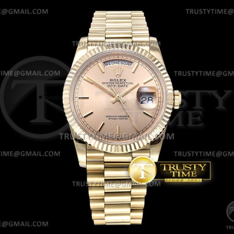 GM공장 롤렉스 데이데이트 36 옐로우골드 금통 샴페인다이얼 2836 DayDate 36mm Flt Pres 904L YG/YG Gold/Stk GMF A2836