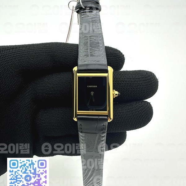 F1공장 까르띠에 탱크 머스트 스몰 블랙다이얼 블랙악어스트랩