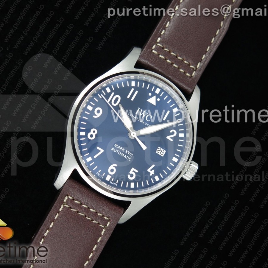 M+F공장 IWC 마크18 어린왕자 블루다이얼 가죽스트랩 Mark XVIII IW327010 SS Blue Dial on Brown Leather Strap A35111 (Free Nylon Strap)