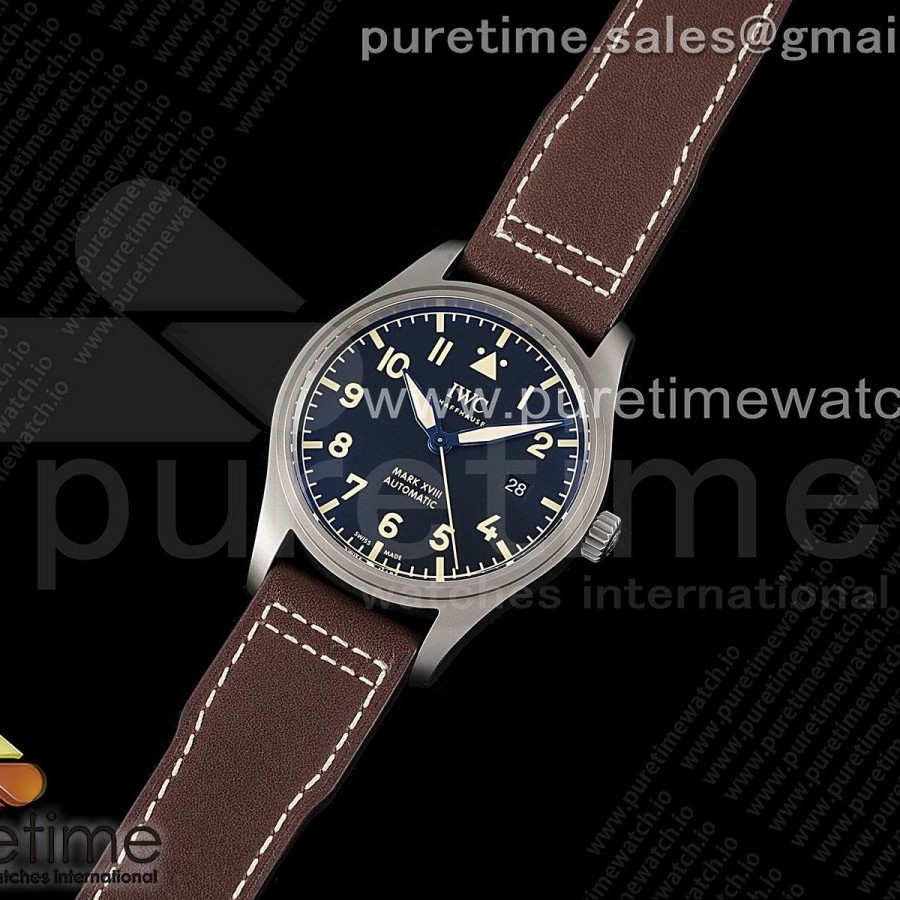 V7공장 마크18 블랙다이얼 브라운가죽스트랩  Mark XVIII IW327006 Titanium V7F 1:1 Best Edition Black Dial on Brown Leather Strap