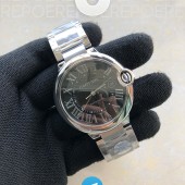 AF공장 까르띠에 발롱블루 42MM 스틸 블랙다이얼 BALLON BLEU 42MM SS BLACK TEXTURE DIAL ON SS BRACELET A2824
