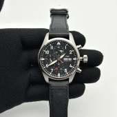 APS공장 IWC 파일럿 크로노그래프 388101 블랙다이얼 블랙가죽스트랩