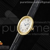 AF공장 까르띠에 베누아 옐로우골드금통 화이트다이얼 블랙가죽스트랩 Baignoire Watch YG AF 1:1 Best Edition White Dial on Black Croco Strap RONDA Quartz