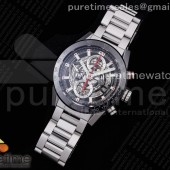 XF공장 칼리버호이어 43 스켈레톤다이얼 브레이슬릿 Calibre Heuer 01 Chrono 43mm SS XF 1:1 Best Edition Skeleton Dial Red Hand on SS Bracelet A1887