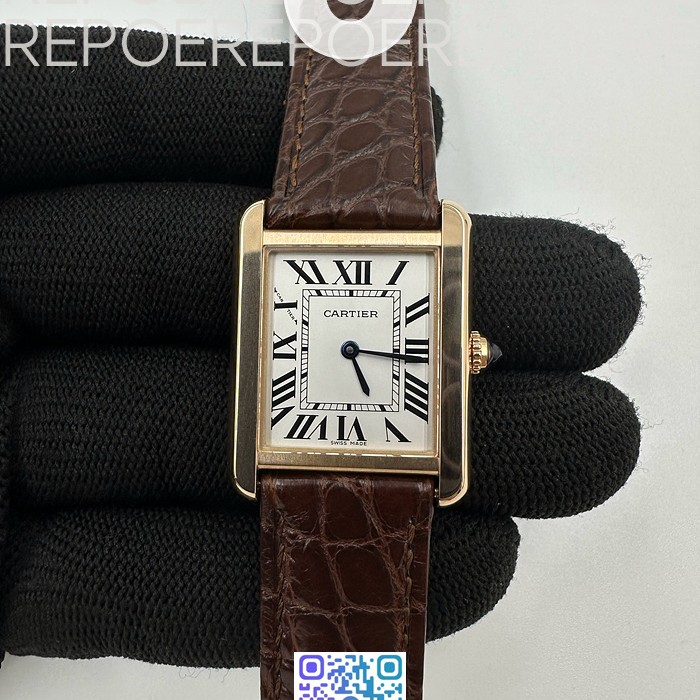 AF공장 까르띠에 탱크솔로 24 스몰 로즈골드금장 화이트다이얼 가죽스트랩 TANK SOLO LADIES 24MM RG WHITE DIAL ON BROWN LEATHER STRAP RONDA QUARTZ