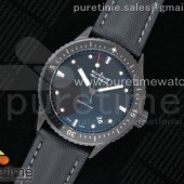 ZF공장 블랑팡 피프티패덤즈 바티스카프 세라믹 블랙다이얼 직물스트랩 Fifty Fathoms Bathyscaphe Black Ceramic Black Dial on Black Sail-Canvas Strap A1315