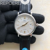 V7공장 포르토피노 화이트다이얼 옐로우골드 마커 악어스트랩 V7공장 Portofino Automatic SS IW356517 White Dial YG Markers on Black Croco Strap ETA2892