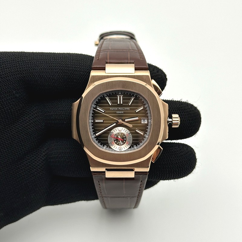 3K공장 파텍필립 노틸러스 로골 브라운다이얼 가죽스트랩 Nautilus 5980 RG 3KF Best Edition Brown Dial on Brown Leather Strap A7750