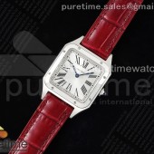 F1공장 까르띠에 산토스 뒤몽 27.5 스틸 실버다이얼 레드가죽스트랩 Santos Dumont 27.5mm IWSF Best Edition Silver Dial on Red Leather Strap Quartz