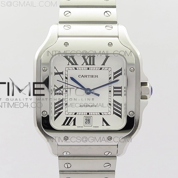 KOR공장 까르띠에 산토스 드 까르띠에 라지 브레이슬릿 SANTOS DE CARTIER LARGE 2018 WHITE DIAL ON SS BRACELET MIYOTA 9015