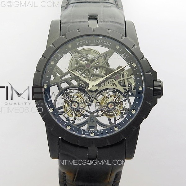 YS공장 로저드뷔 엑스칼리버 Rddbex0820 스켈레톤다이얼 블랙가죽스트랩 Excalibur Rddbex0820 DLC YSF Best Edition Skeleton Dial on Black Leather Strap Asian RD100 Double Tourbillon