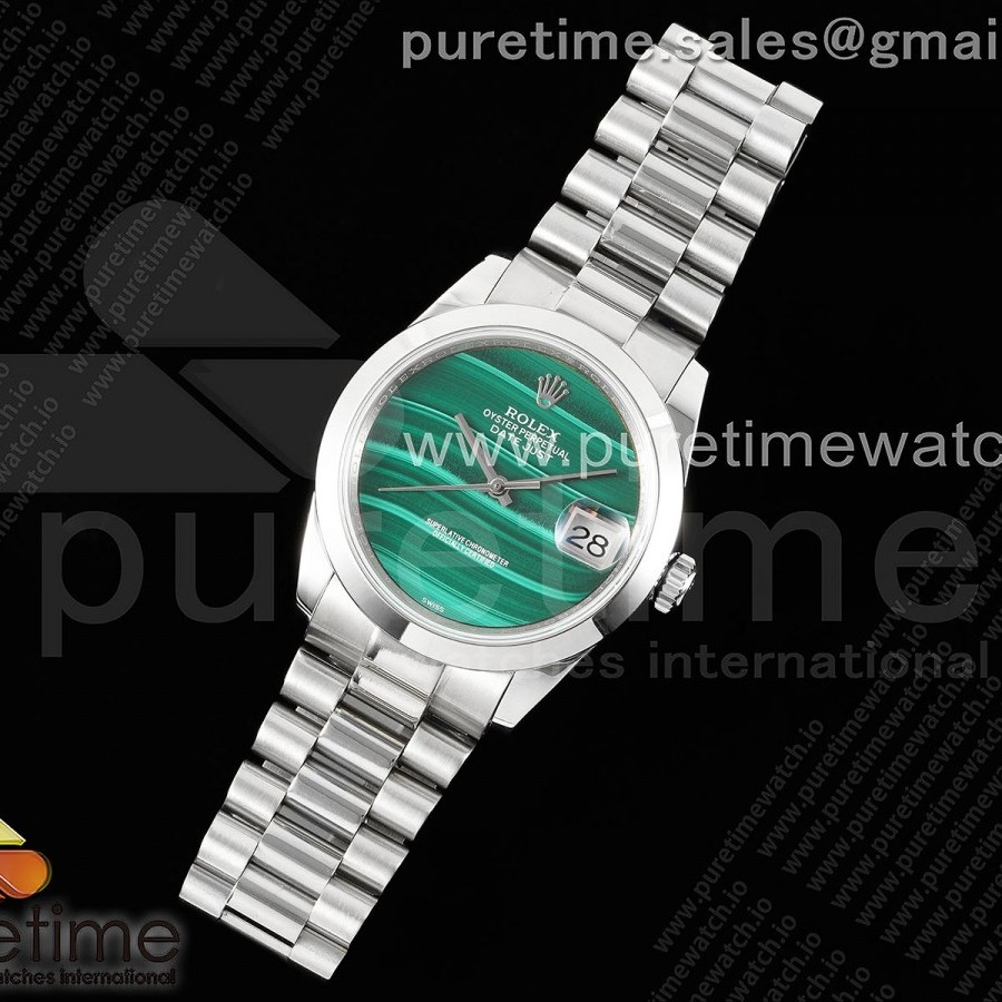 DD공장 롤렉스 데이데이트 36 스틸 그린스톤다이얼 브레이슬릿 Day Date 36 SS DDF Best Edition Polished Bezel Green Stone Dial on SS Bracelet A2836