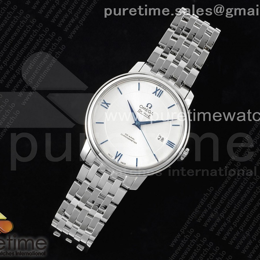 TWS공장 오메가 드 빌 스틸 화이트다이얼 블루인덱스 브레이슬릿 De Ville SS TWF 1:1 Best Edition Silver Dial Blue Markers on SS Bracelet MIYOTA 9015