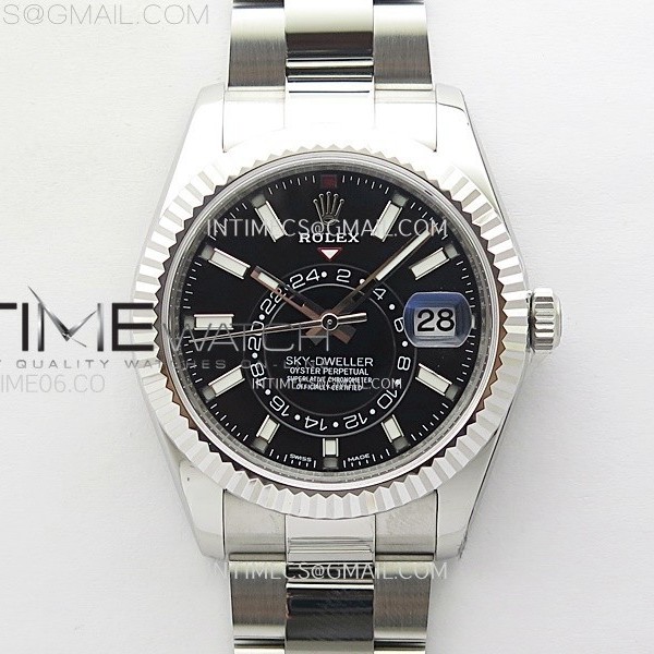 ZF공장 롤렉스 스카이드웰러 스틸 블랙다이얼 브레이슬릿  Sky-Dweller 326934 904L SS ZF 1:1 Best Edition Black Dial on SS Bracelet Asian 2824
