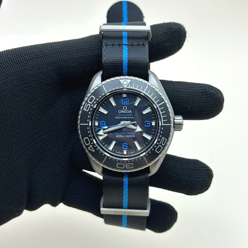 VS공장 오메가 씨마스터 플래닛오션 울트라딥 6000m 티타늄 블랙다이얼 나일론스트랩 Seamaster 6000M Ultra Deep SS SBF 1:1 Best Edition Black Dial on Black Nylon Strap A8912 Super Clone