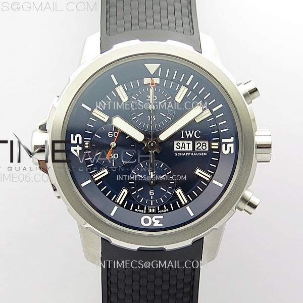 APS공장 IWC 아쿠아타이머 크로노그래프 스틸 블루다이얼 블랙러버스트랩 Aquatimer IW376805 SS APSF 1:1 Best Edition Blue Dial on Black Rubber Strap A7750