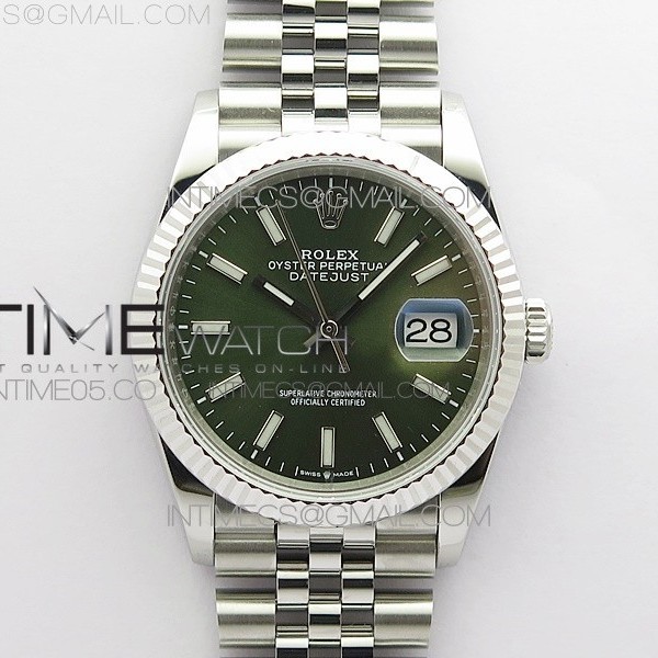 BP공장 롤렉스 데이저스트 36 904 그린다이얼 Datejust 36mm 116231 SS BP 1:1 Best Edition Green Dial Stick Markers On SS Jubilee Bracelet A2824