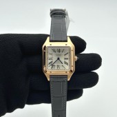 F1공장 까르띠에 산토스 뒤몽 43.5mm 로즈골드금통 실버다이얼 브라운가죽스트랩 Santos Dumont 43.5mm RG F1F Best Edition Silver Dial on Brown Leather Strap Quartz