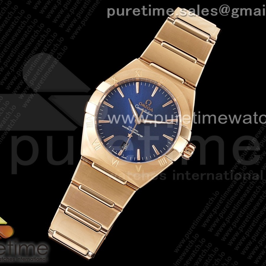 ASW공장 오메가 컨스텔레이션 39 로즈골드금통 네이비다이얼 브레이슬릿 Constellation 39mm RG ASWF 1:1 Best Edition Blue Dial on RG Bracelet A8801