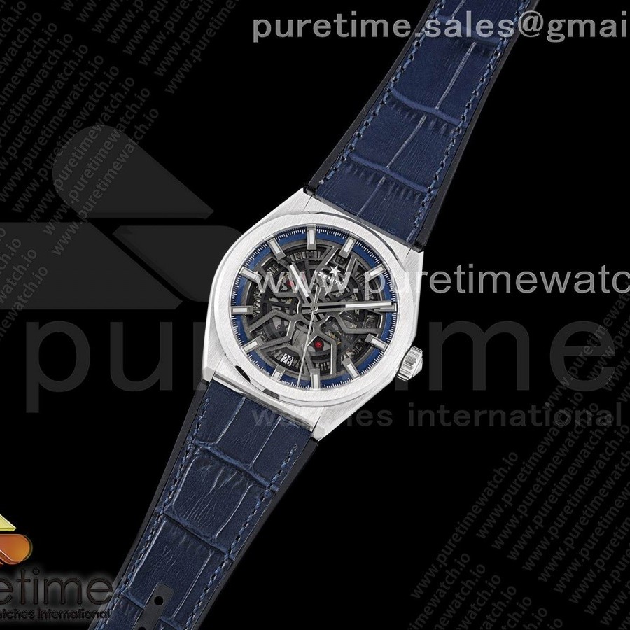 LF공장 제니스 클레식 블루다이얼 거미스트랩 Defy Classic LF 1:1 Best Edition Skeleton Blue Dial on Blue Gummy Strap A2892