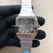 TWF공장 산토스 스켈레톤 스틸 블랙다이얼 브레이슬릿 Santos skeleton SS TWF Best Edition Skeleton Dial on SS Bracelet Ronda Quartz