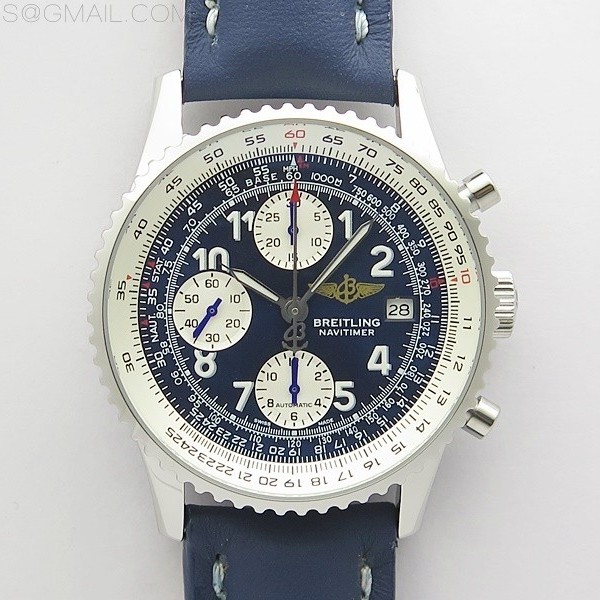 B50공장 브라이틀링 내비타이머 41미리 블루다이얼 가죽스트랩 Navitimer 41mm SS B50 Best Edition SS Blue Dial Numeral Markers on Blue Leather Strap A7750
