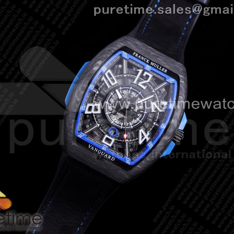 OX공장 뱅가드레이싱 카본 블루다이얼 러버스트랩 Vanguard Racing Carbon Blue Skeleton Dial on Black Rubber Strap NH35A