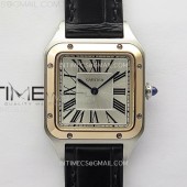 F1공장 까르띠에 산토스 뒤몽 38mm 로즈골드콤비 실버다이얼 블랙가죽스트랩 Santos Dumont 38mm SS/RG F1F Best Edition Silver Dial on Black Leather Strap Quartz