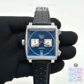 태그 모나코 쿼츠 블루다이얼 가죽스트랩 Tag Monaco Chronograph SS/LE Blue Jap VK64A