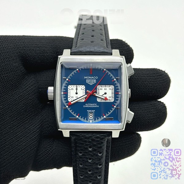 태그 모나코 쿼츠 블루다이얼 가죽스트랩 Tag Monaco Chronograph SS/LE Blue Jap VK64A