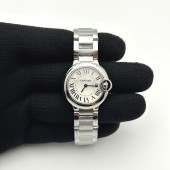 AF공장 까르띠에 발롱블루 28MM 스틸 화이트다이얼 브레이슬릿 Ballon Bleu 28mm SS White Dial on SS Bracelet Ronda Quartz