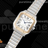 3K공장 까르띠에 산토스 라지 40 로즈골드콤비 브레이슬릿 Santos de Cartier 40mm SS 3KF 1:1 Best Edition White Dial RG Bezel on SS Bracelet MIYOTA 9015