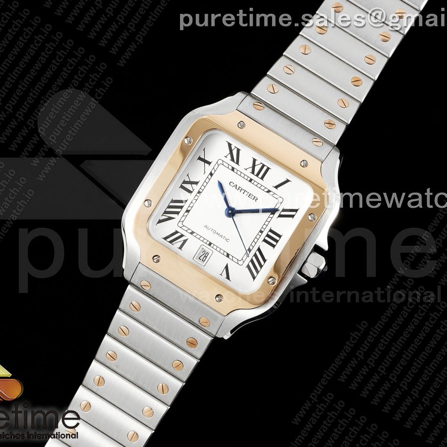 3K공장 까르띠에 산토스 라지 40 로즈골드콤비 브레이슬릿 Santos de Cartier 40mm SS 3KF 1:1 Best Edition White Dial RG Bezel on SS Bracelet MIYOTA 9015