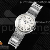CH공장 까르띠에 발롱블루 42 오토메틱 스틸 화이트다이얼 브레이슬릿  Ballon Bleu 42mm SS CHF 1:1 Best Edition White Texture Dial on SS Bracelet A2824