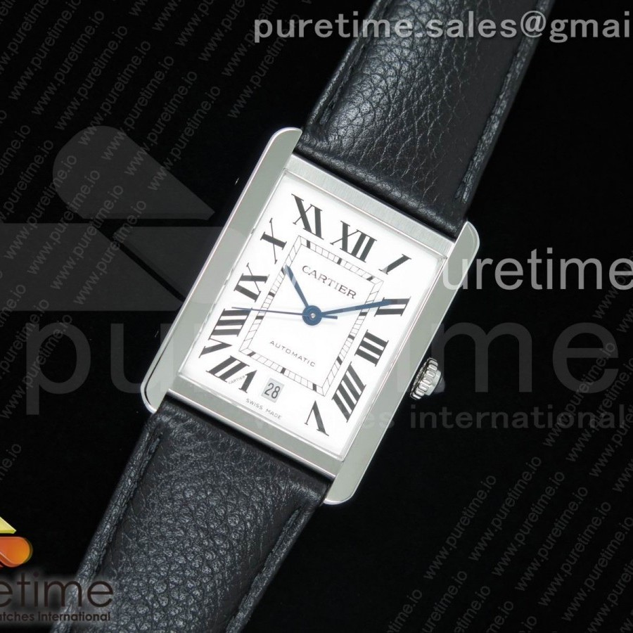AF공장 까르띠에 탱크솔로 31mm 스틸 화이트다이얼 가죽스트랩 Tank Solo 31mm SS White Dial on Black Leather Strap A2892