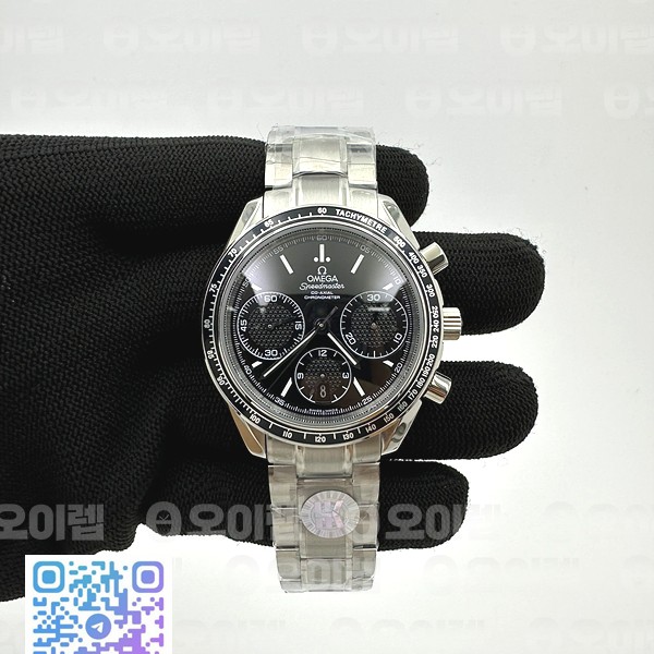 HR공장 오메가 스피드마스터 레이싱 크로노그래프 블랙다이얼 브레이슬릿 Speedmaster Racing Chrono 40mm SS/SS Blk HRF C3330