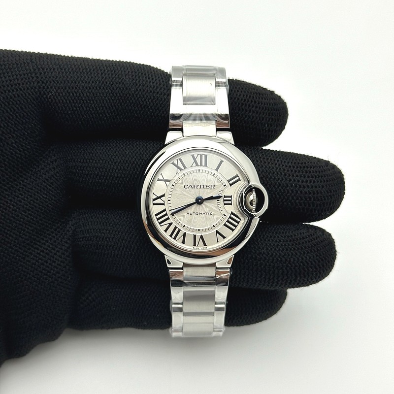 CH공장 까르띠에 발롱블루 33 오토메틱 스틸 화이트다이얼 브레이슬릿 Ballon Bleu 33mm SS CHF 1:1 Best Edition White Texture Dial on SS Bracelet NH05A