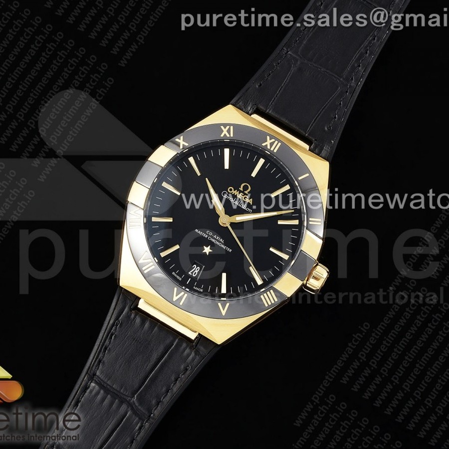 VS공장 오메가 컨스텔레이션 옐로우골드금통 블랙다이얼 거미스트랩 Constellation Black Ceramic YG SBF 1:1 Best Edition Black Dial on Black Gummy Strap A8900 Super Clone VS공장