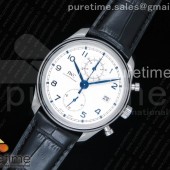 ZF공장 IWC 포르투기저 크로노그래프 클래식 42mm 화이트다이얼 가죽스트랩 IWC Portugieser Chrono Classic 42 IW390302 White Dial Blue Markers on Black Leather Strap A7750