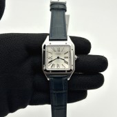 F1공장 까르띠에 산토스 뒤몽 43.5mm 실버다이얼 블루가죽스트랩 Santos Dumont 43.5mm SS F1F Best Edition Silver Dial on Blue Leather Strap Quartz