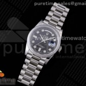 GM공장 데이데이트 36 블랙다이얼 2836 Day Date 36 128239 GMF 1:1 Best Edition 904L Steel Black Dial Diamonds Markers on Bracelet A2836