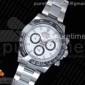 AR v2 롤렉스 세라믹 데이토나 스틸 화이트다이얼 브레이슬릿 Daytona 116500 904L SS Case and Bracelet White Dial A4130 Super Clone