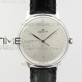 LH공장 제니스 엘리트 스틸 실버다이얼 가죽스트랩 ELITE SS SILVER DIAL ON BLACK LEATHER STRAP MIYATA 9015 TO ELITE 6150