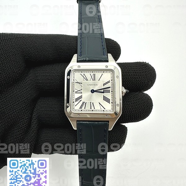 F1공장 까르띠에 산토스 뒤몽 31.4 스틸 실버다이얼 블랙가죽스트랩 Santos Dumont 31.4mm IWSF Best Edition Silver Dial on Black Leather Strap Quartz