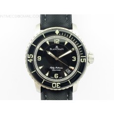 ZF공장 블랑팡 피프티패덤즈 티타늄 블랙다이얼 캔버스스트랩 FIFTY FATHOMS TITANIUM BLACK DIAL ON SAIL-CANVAS STRAP A1315 (FREE EXTRA STRAP)