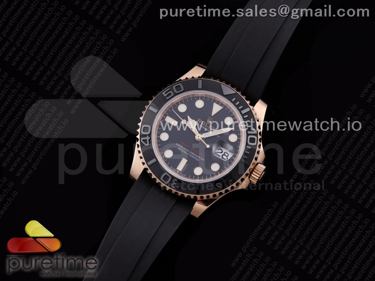 TW공장 에버로즈 블랙다이얼 러버 Yacht-Master 126655 RG Black Ceramic Bezel on Black Rubber Strap A2836/SA3135