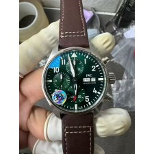 [2025.12UP] APS공장 IWC 파일럿 크로노그래프 388101 그린다이얼 브라운가죽스트랩